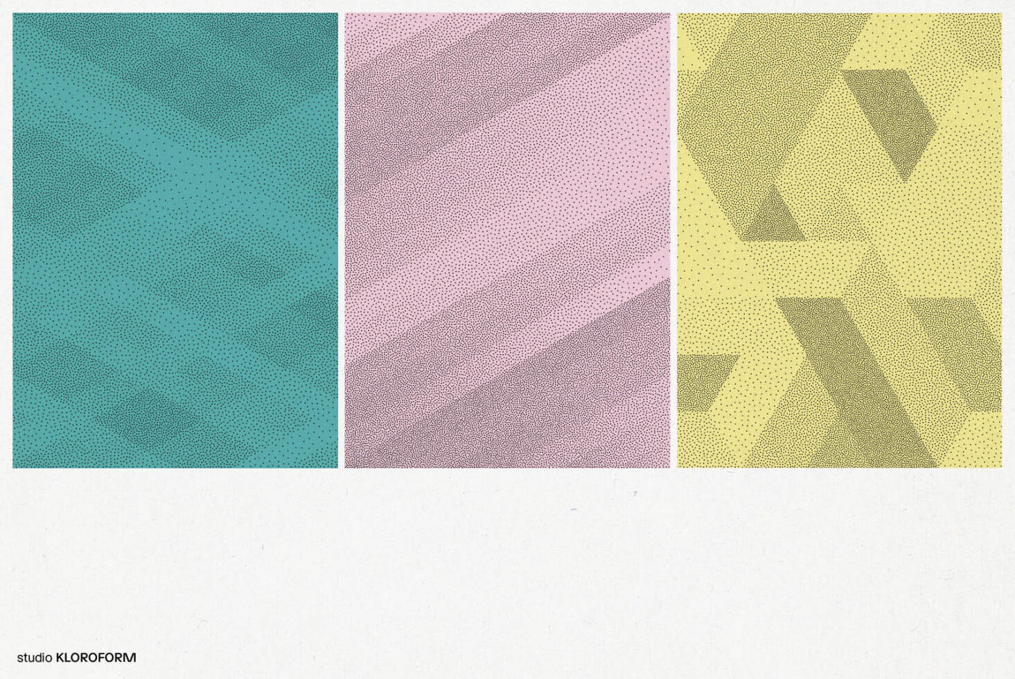 Three abstract textured patterns in teal, pink, and yellow for digital graphic design; ideal for templates or backgrounds in creative projects