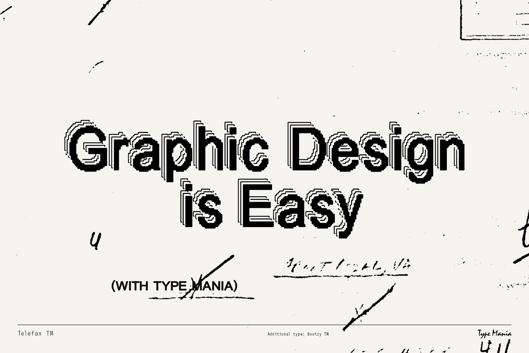 Retro text design with rough edges saying Graphic Design is Easy. Ideal for typography mockups and graphic projects. Typography, design, mockups, graphics.