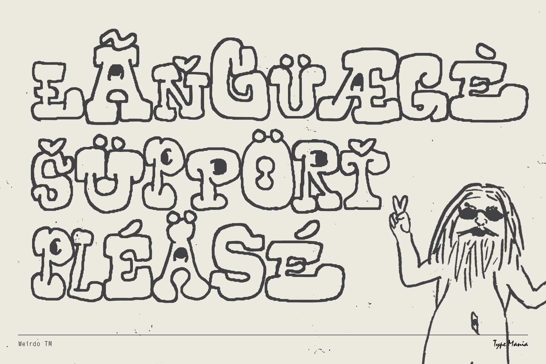 Retro style hand-drawn font graphic with language support text illustration ideal for designers vintage typography unique design asset template.