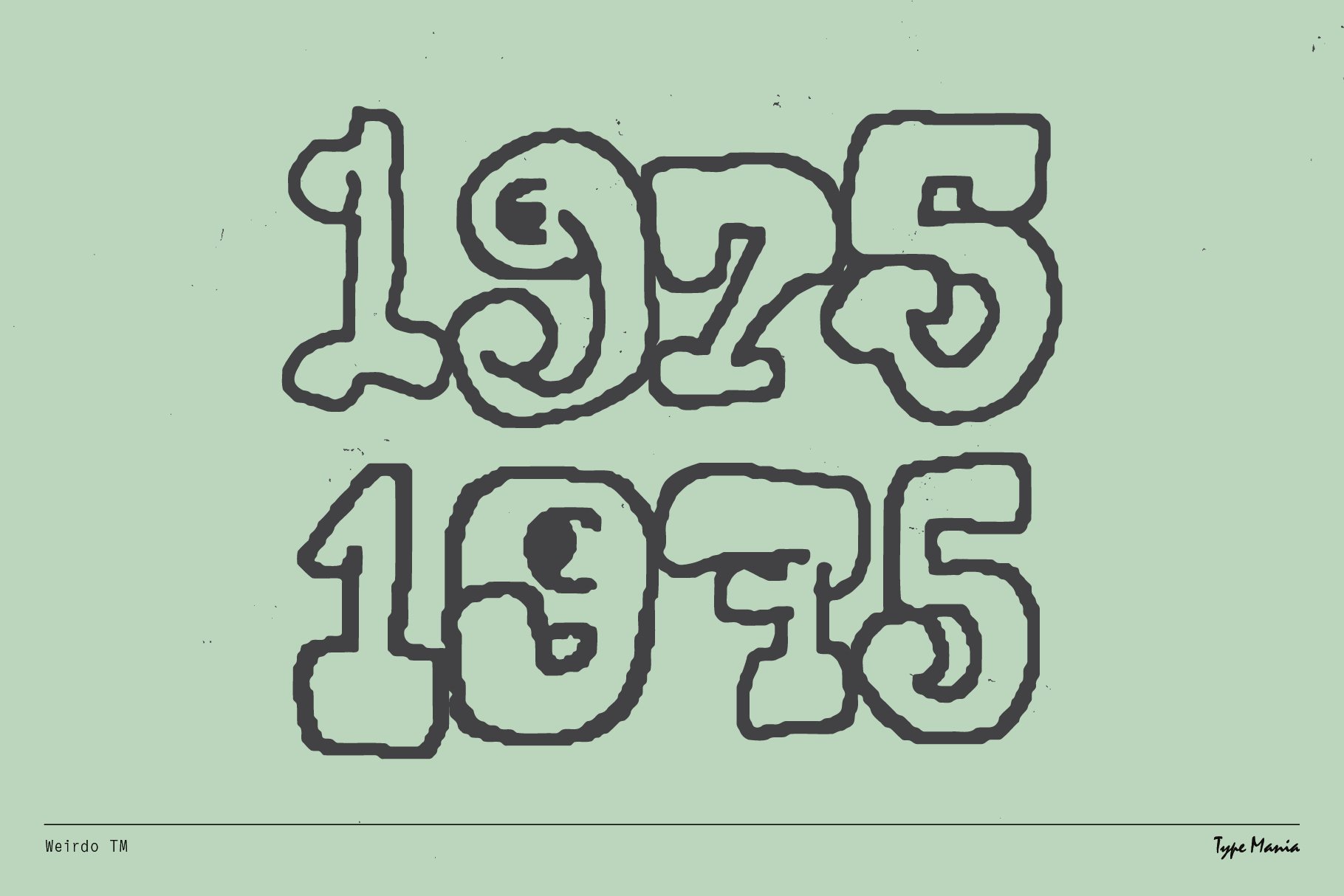 Bold vintage font displaying the numbers 1975 in decorative style on a light green background. Ideal for retro design and typography projects.