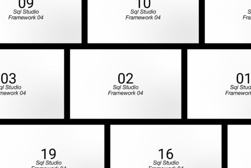 Minimalist grid layout mockup with black numbers and text on white background. Perfect for designers to showcase digital assets. Modern and clean design.