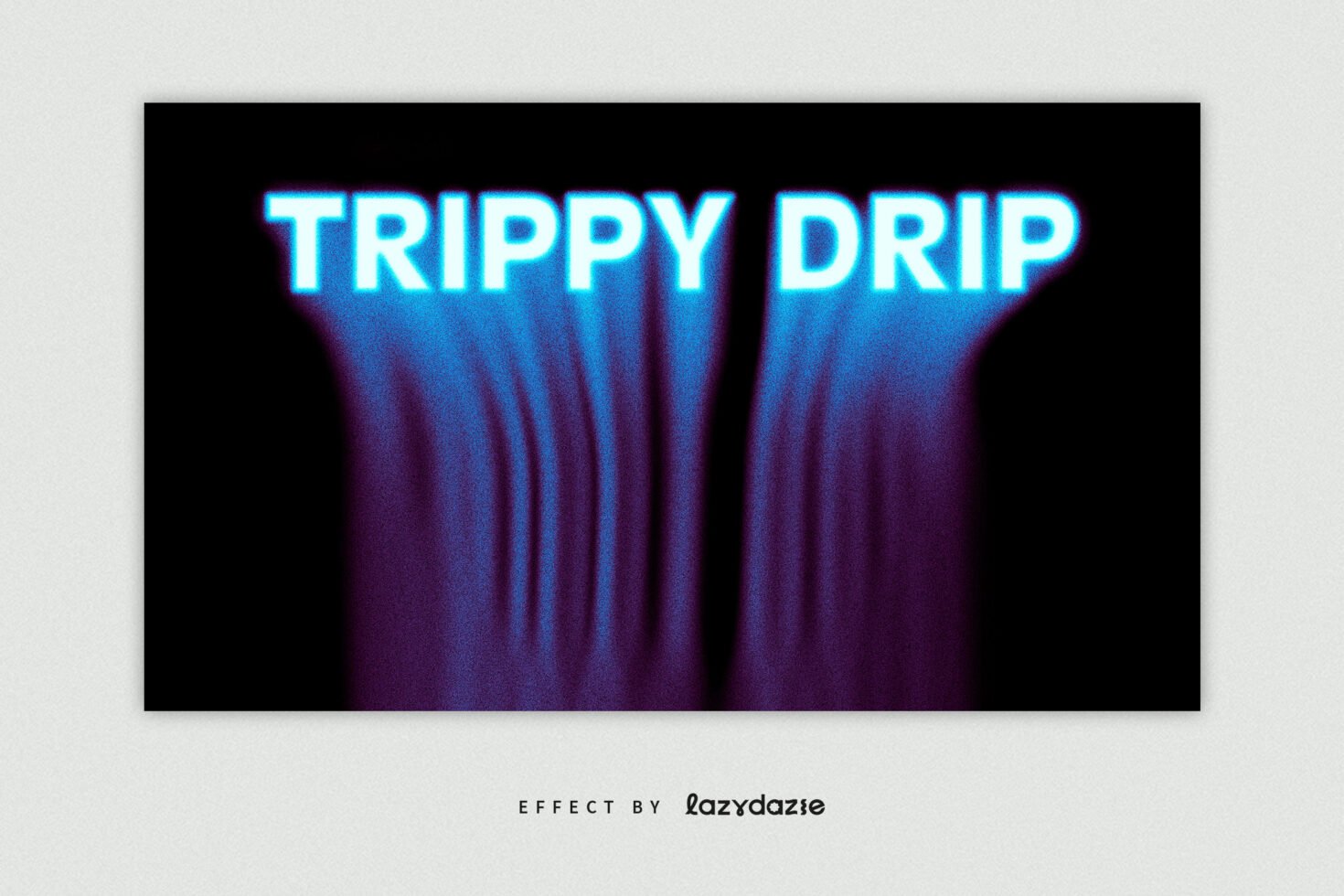 Trippy Drip text effect with blue and purple neon hues on black background graphic for designers typography template digital asset designers SEO