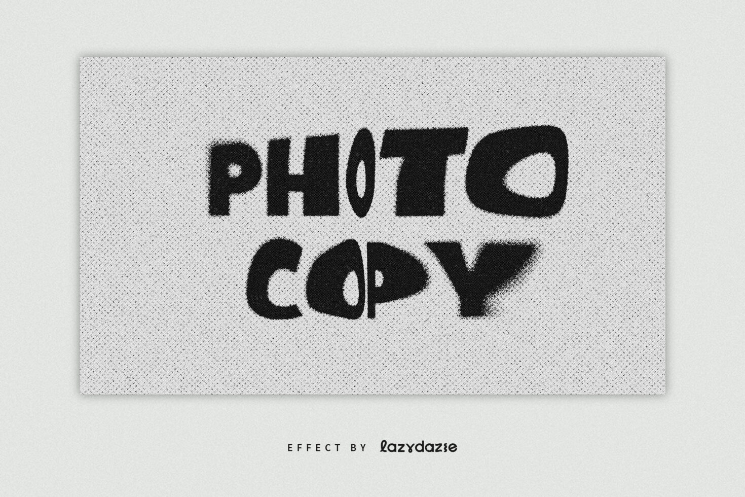 Photocopy effect graphic featuring distorted black text on a textured gray background. Perfect for designers seeking retro style visuals for projects.