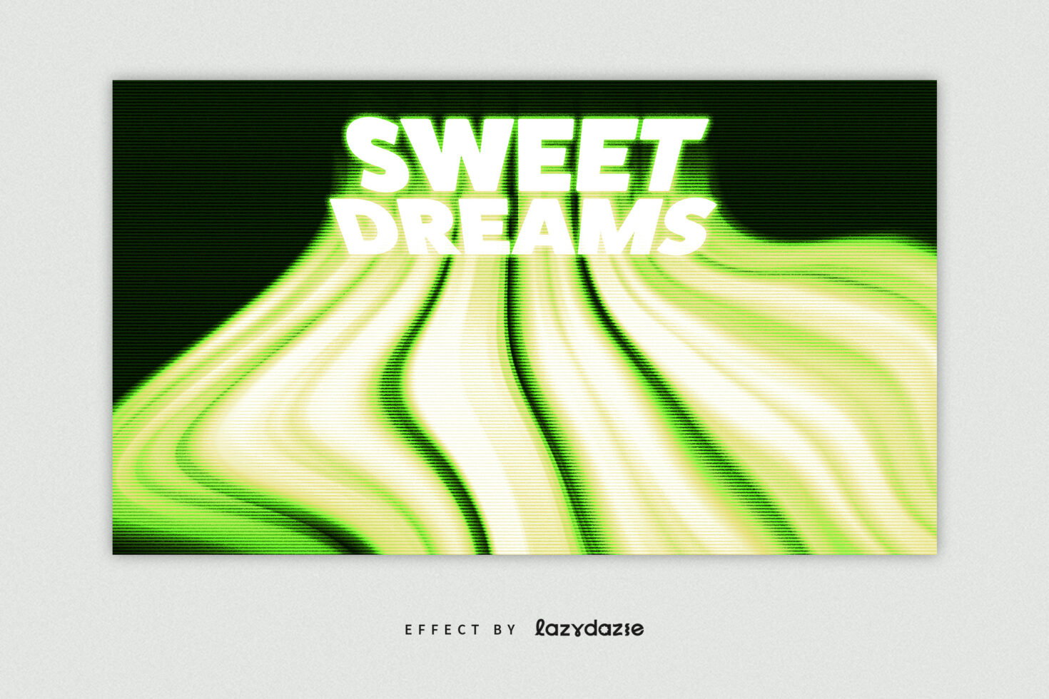 Retro wavy text effect graphic titled Sweet Dreams in neon green with glitch style suitable for designers. Perfect for digital art projects.