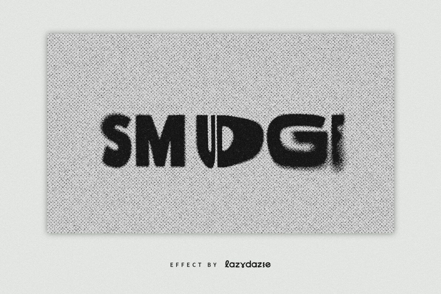 Retro smudge effect font template showing distorted black letters on a textured gray background for designers seeking unique typography graphics.