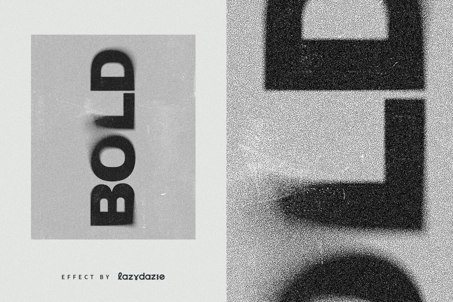 Bold text design with grainy black and white texture perfect for typography projects or graphic design. Ideal for designers seeking unique font effects.
