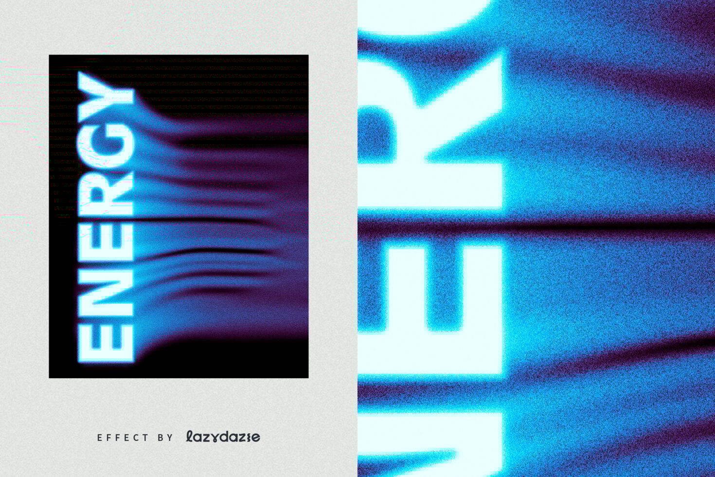 Blue abstract energy text effect showcasing digital graphics with a vibrant, dynamic design for designers mockups templates creativity assets.