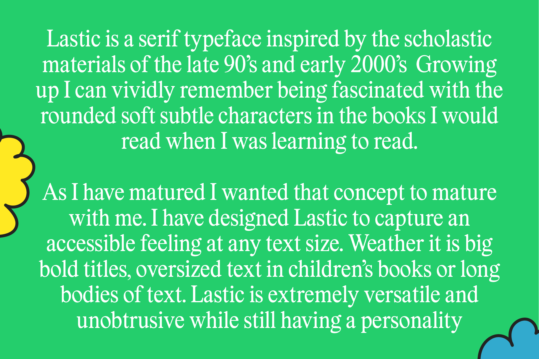 Text overlay on a green background featuring a serif typeface promoting a versatile font inspired by scholastic materials, suitable for bold titles, text.