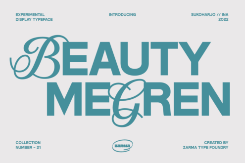 Beauty Meren display typeface blending caps with flowing ornamental serif details