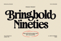 Bringhold Nineties serif font in regular with oblique styles on cream background