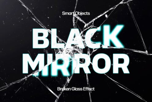 Black mirror broken glass effect mockup for designers Smart Objects high contrast shattered look ideal for creative graphic design templates