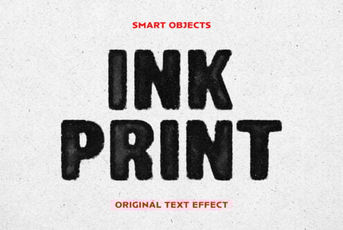 Grunge ink print text effect on rough paper background for designers. Smart objects included. Perfect for typography mockups and graphic design projects.
