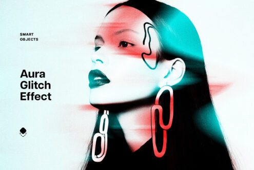 Colorful aura glitch effect portrait template with abstract shapes. Ideal for graphic design projects. Enhance your artwork with dynamic visual elements.