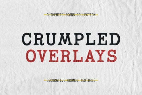 Crumpled paper overlay design with bold text Decorative Grunge Textures and Authentic Scans Collection for graphic templates and digital assets.