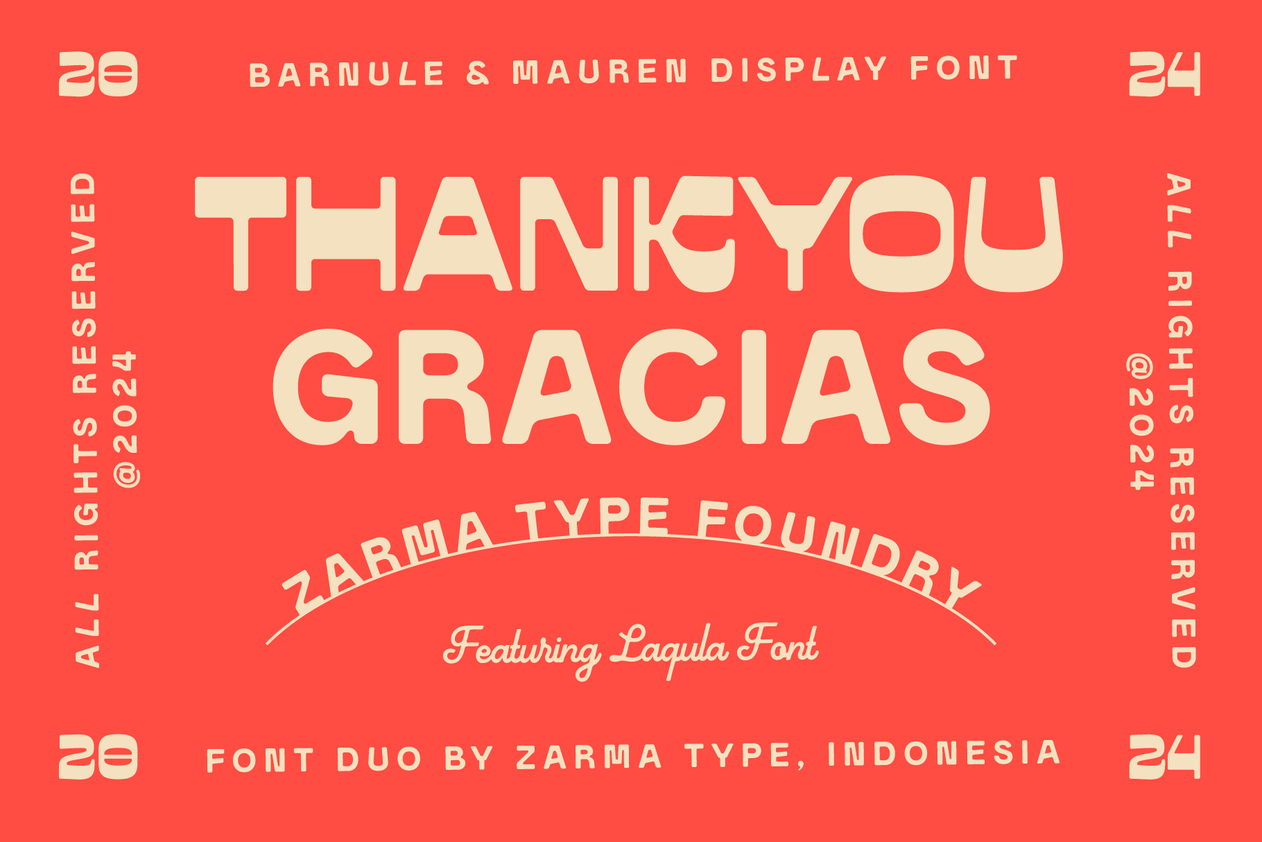 Bold type design featuring Thank You Gracias in Barnule Maureen Display Font Pair by Zarma Type. Ideal for graphic design and typography projects.