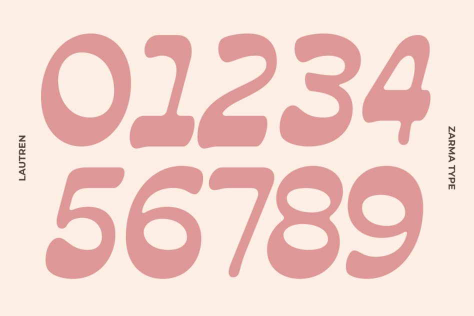Lautren Zarma Type numbers 01234 56789 in chunky rounded display font