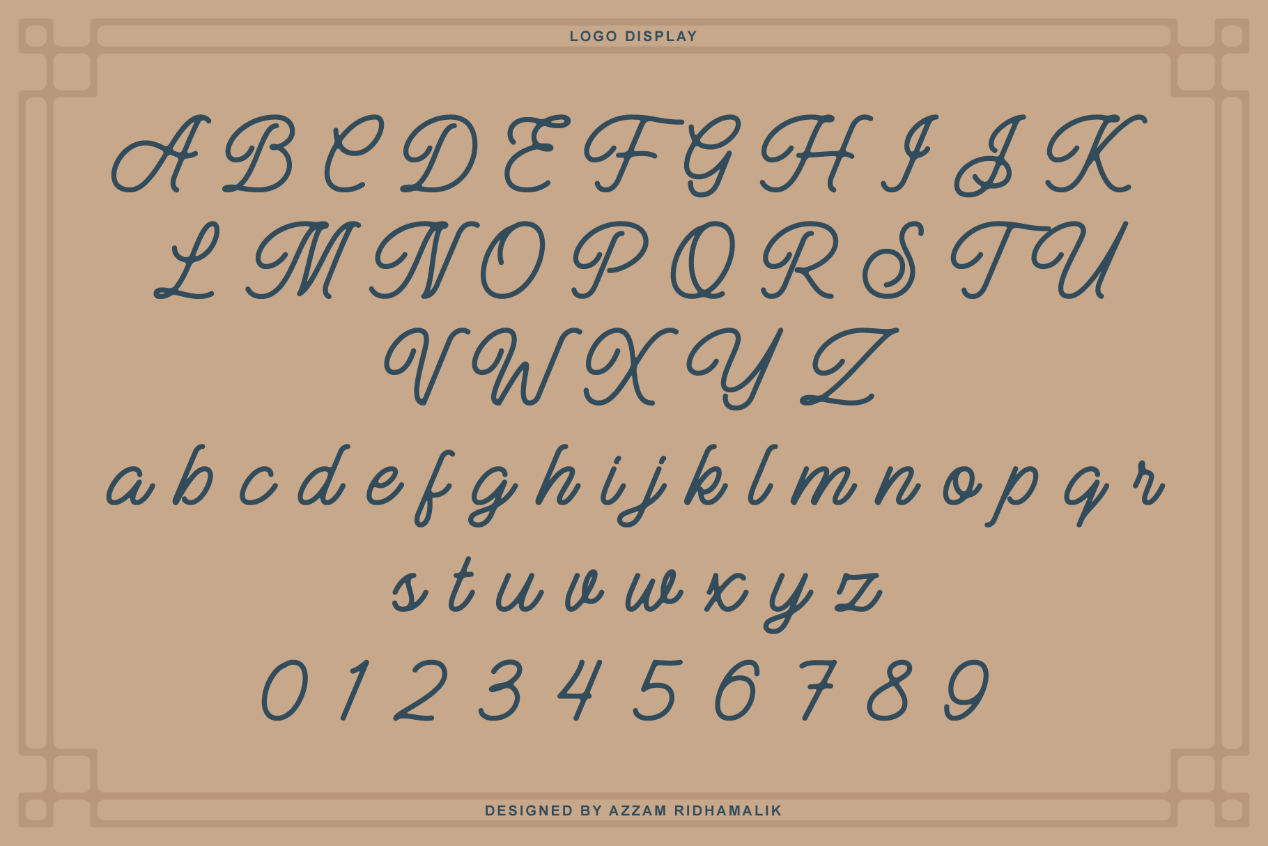 Elegant script font showcasing uppercase, lowercase letters and numerals. Ideal for designers seeking vintage and stylish typography fonts collection.