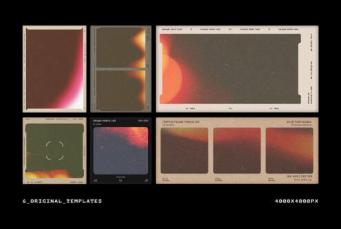 Vintage film frame templates with light leaks and grain textures. Perfect for design projects, mockups, and digital graphics. High-quality asset.