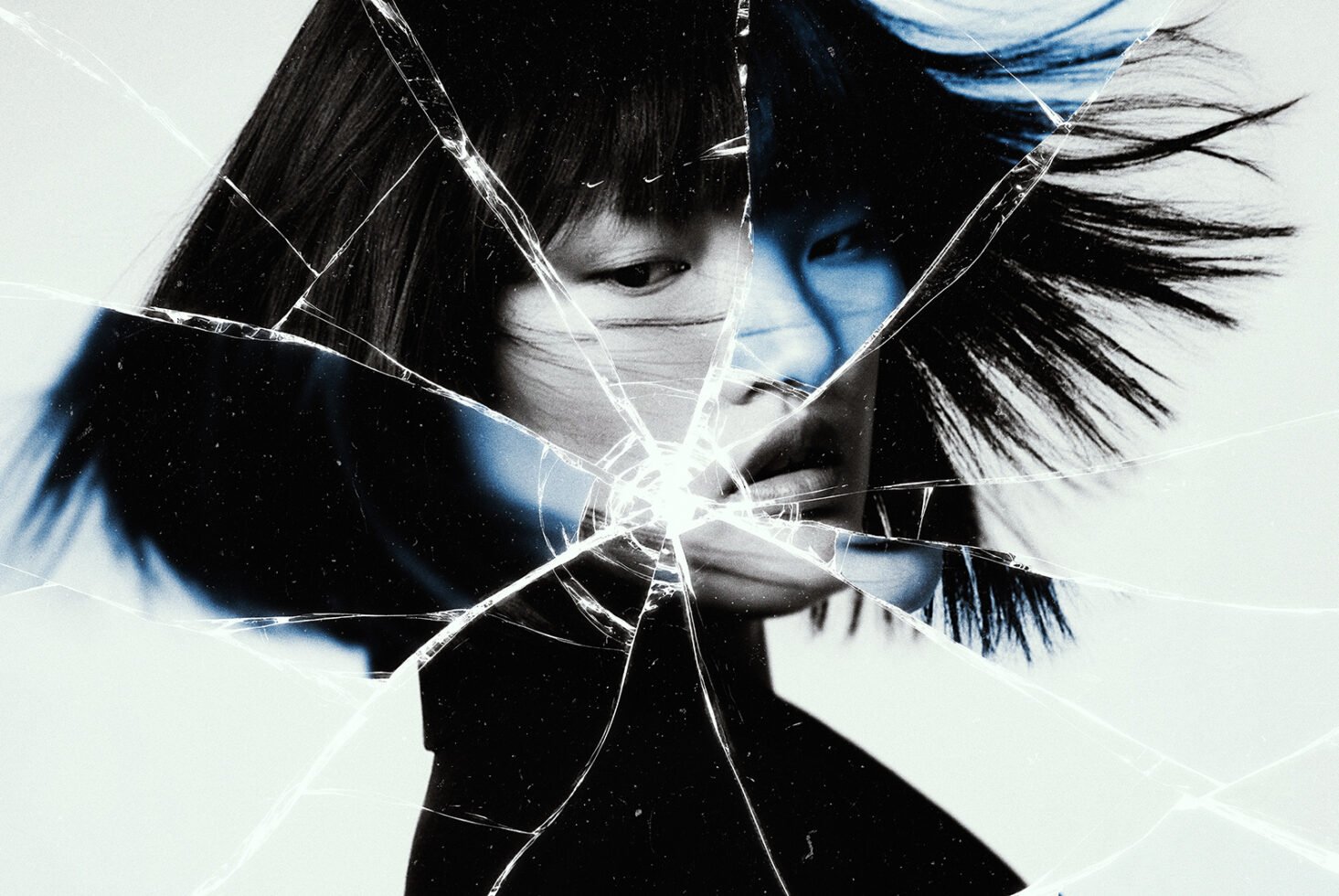 Portrait with fragmented glass effect digital design asset. Ideal for graphic design projects, mockups, creative templates, designer resources.
