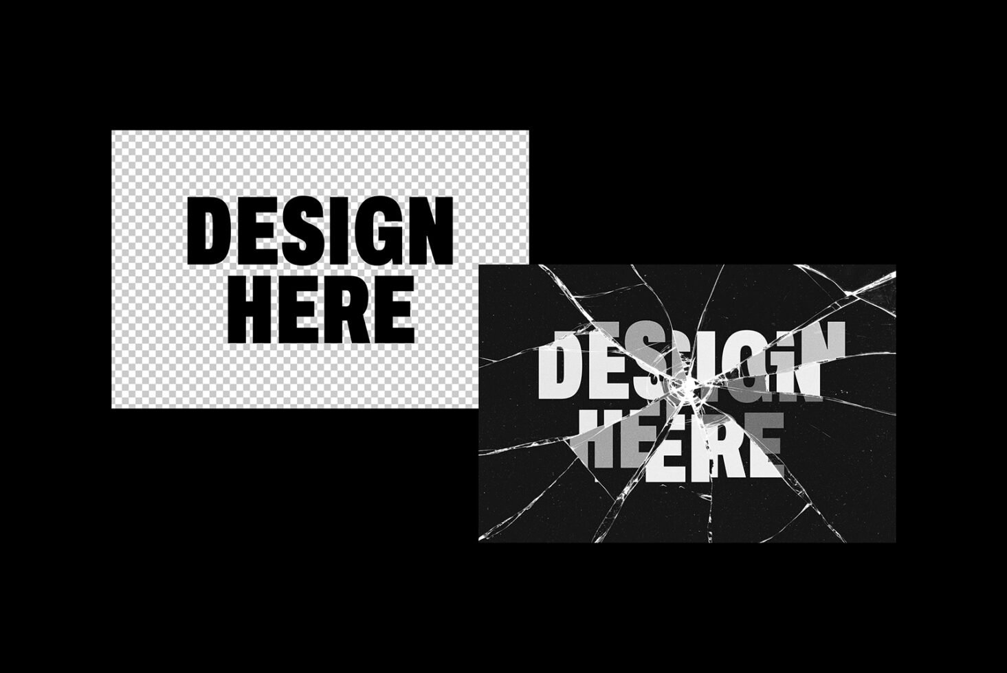 Mockup design with transparent background and shattered glass effect overlay for creative projects templates ideal for designers and digital assets
