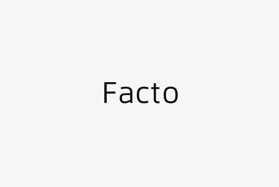 Minimalist sans-serif font named Facto displayed on a white background ideal for designers seeking clean typography for branding graphics and templates.