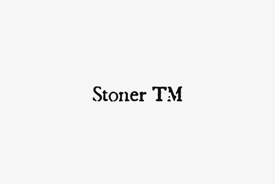 Stoner typeface name in serif on light gray background