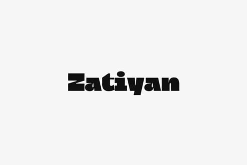 Bold black font spelling Zatiyan on a white background perfect for typography projects graphic design templates font mockups digital asset marketplace