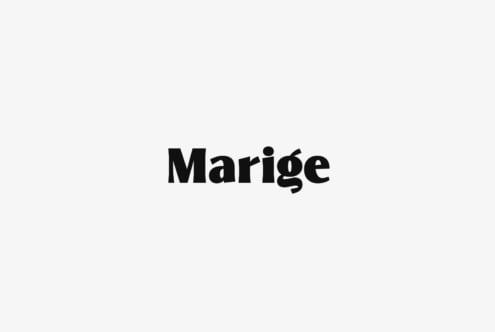 Bold black serif font spelling Marige on white background ideal for graphic design projects typography branding or template creation.