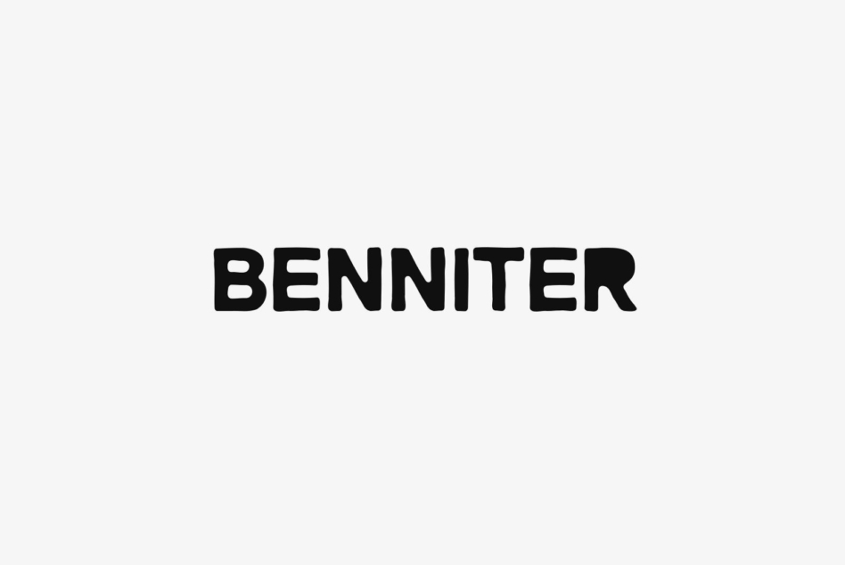 Benniter sans serif typeface in bold black on light background