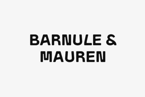 Playful font with bold, rounded letters displaying Barnule and Mauren on white background. Perfect for graphic design projects and typography assets.
