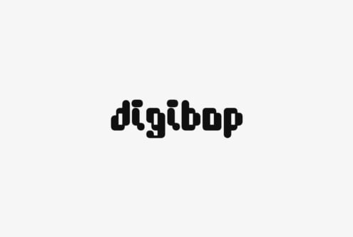 Bold black digital font reads digibop on a white background perfect for graphic designers typography modern design SEO marketing branding creative assets