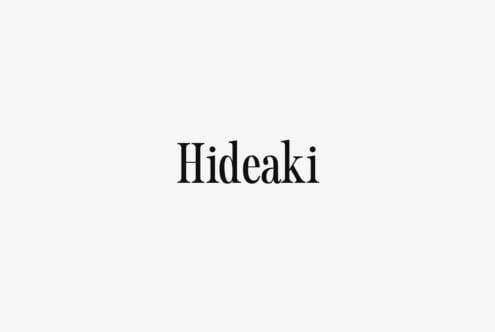 Elegant serif font reading Hideaki in black on a white background. Perfect for branding, typography, graphic design projects, font design.