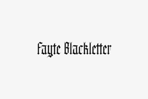 Blackletter font graphic displaying Fayte Blackletter on white background suitable for typography templates and designers seeking gothic style fonts.