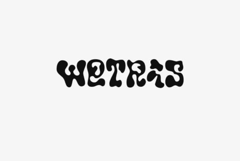 Blob-style abstract font spelling Wetras isolated on white background unique typography design creative fonts collection for designers and digital assets