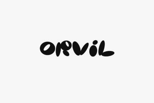 Playful black bubble font spelling Orvil on white background font design typography creative graphic asset for designers digital marketplace