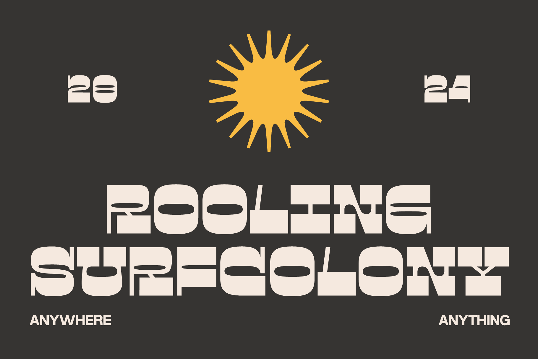 Pooling suresolonz text with yellow sun graphic on dark background