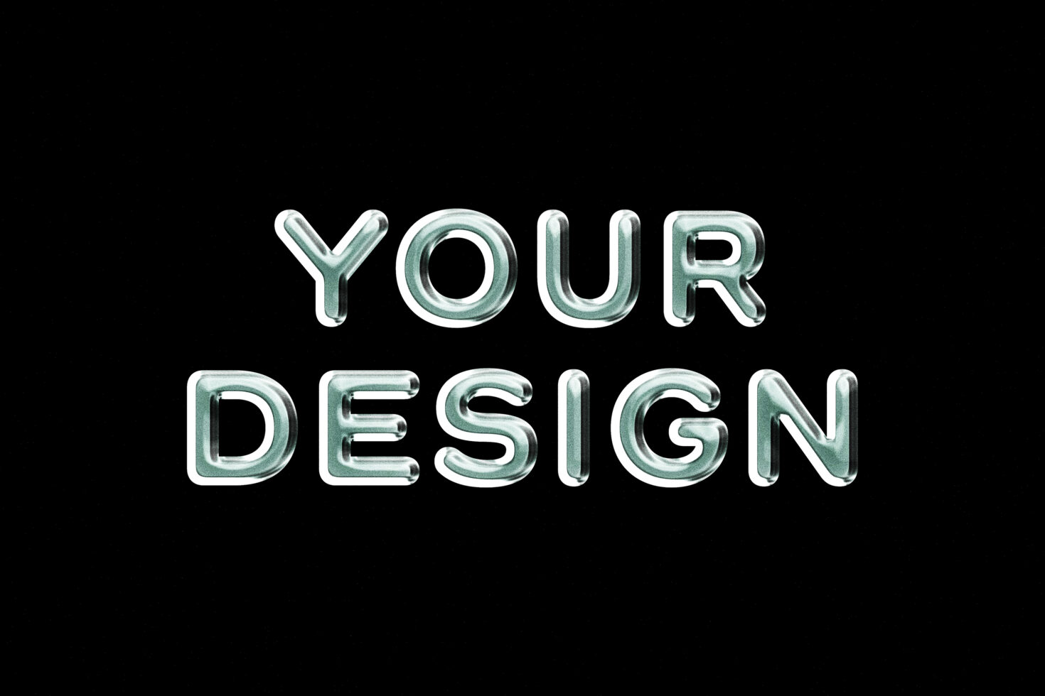 3D metallic typography mockup on black background suitable for graphic design projects and templates showcasing custom font styling for designers