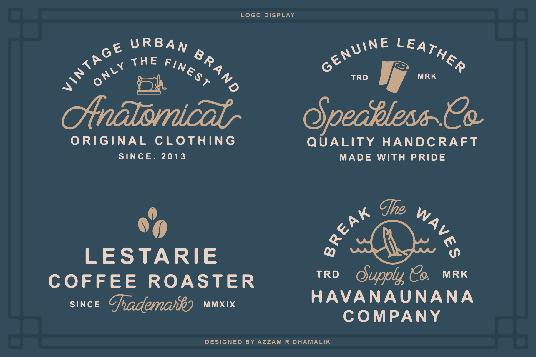 Vintage logo design set featuring four distinct logos for clothing, accessories, coffee, and nautical company. Ideal for branding and graphic design.