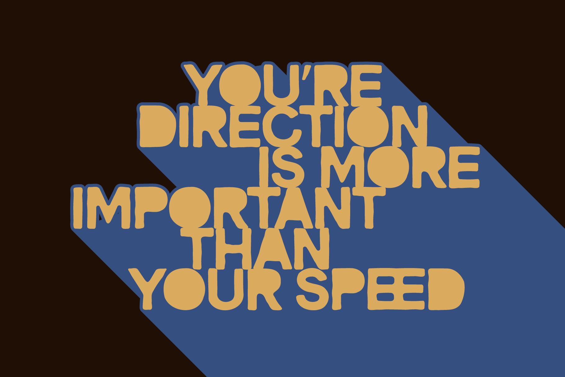 Direction matters more than speed motivational quote on blue hexagon shape