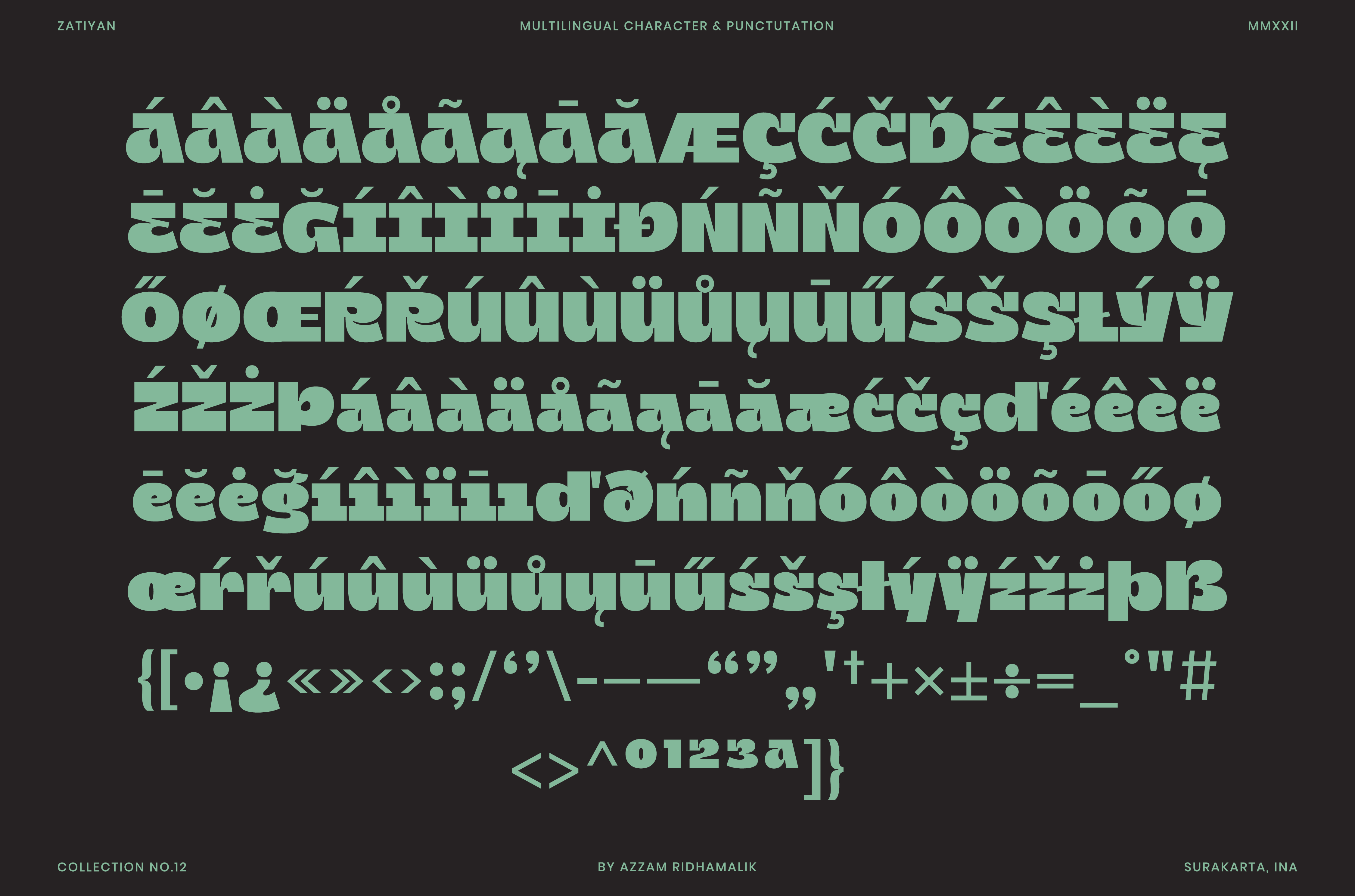 Bold multilingual display font featuring various accented characters and punctuation in a modern design perfect for creative graphics and typography.