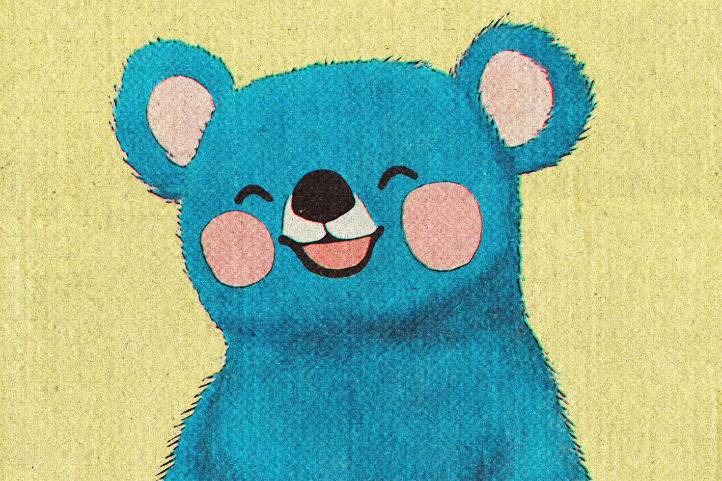 Cheerful blue bear illustration with textured background perfect for children graphics cute character design playful art digital assets designers