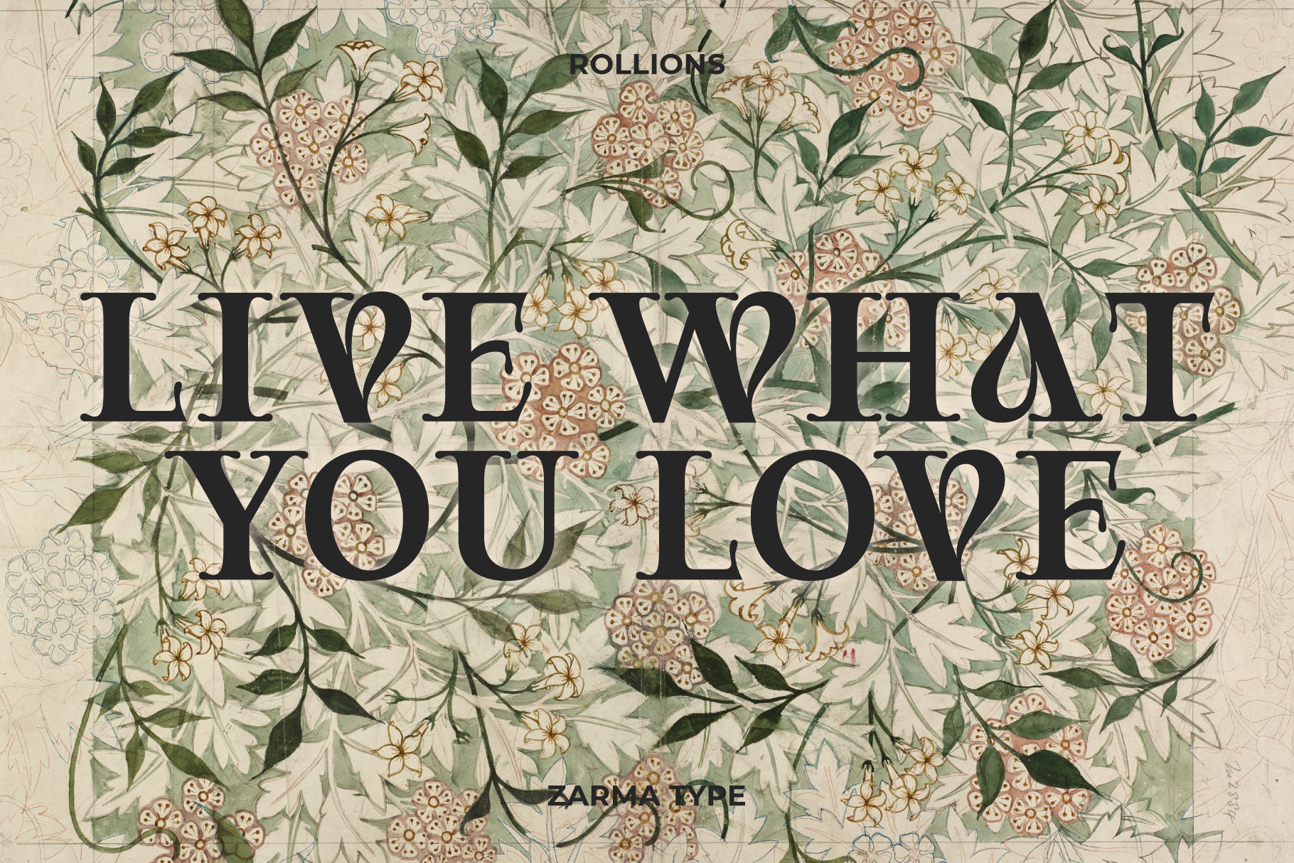 Decorative floral background with bold serif font reading Live What You Love ideal for graphic design projects templates and artistic mockups