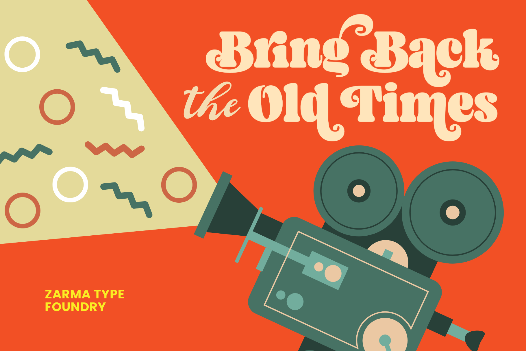 Bring Back the Old Times movie poster with vintage camera in retro colors