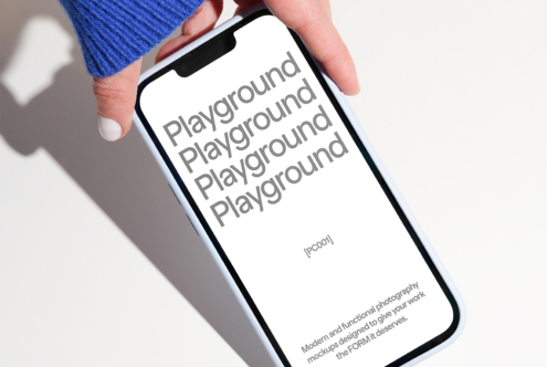 Minimalist phone mockup showcasing modern fonts with text Playground in a stylish design. Ideal for designers seeking sleek typography layouts.