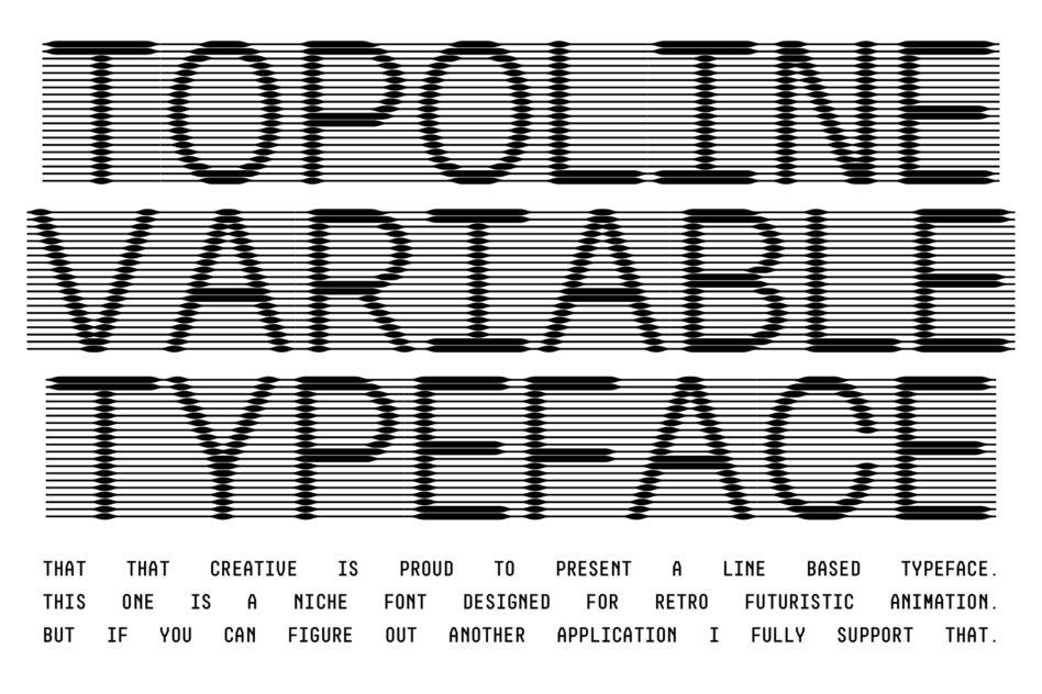 Three lines of text rendered with horizontal scan pattern distortion