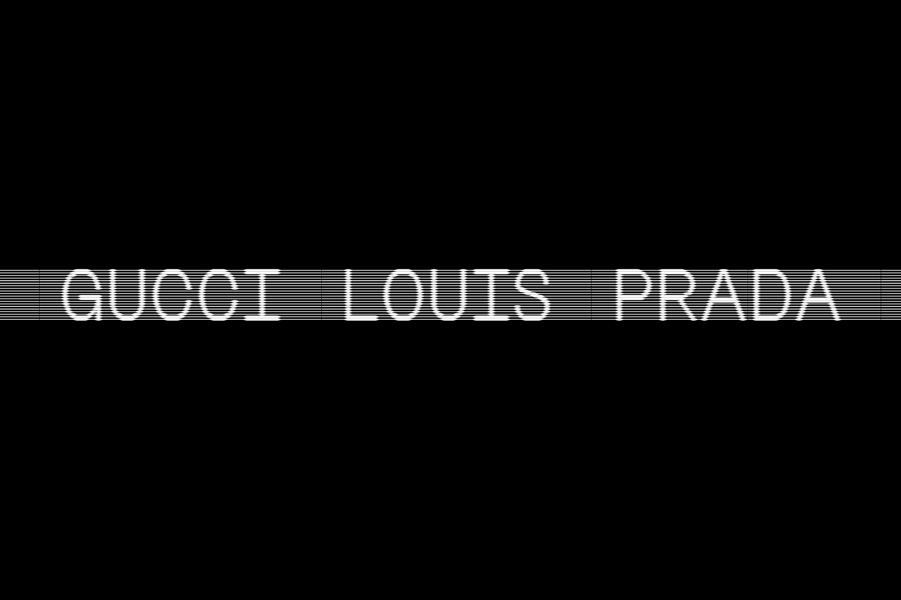 Gucci Louis Prada text on black and white striped background modern typography design asset for digital graphics designers branding templates SEO