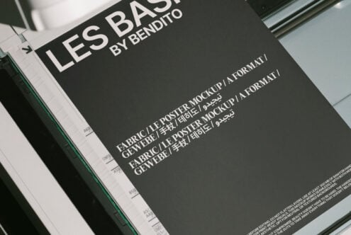 Poster mockup template design on a printer scanner bed showcasing typography layout for designers. Ideal for print previews and graphic design projects.