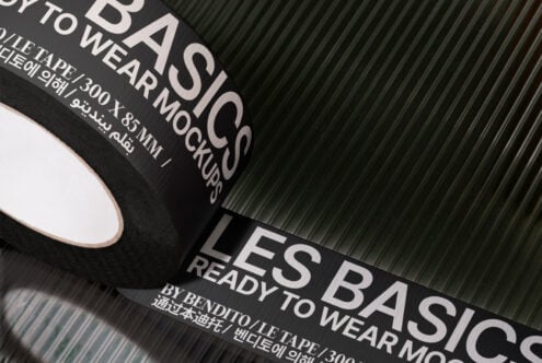 Design tape mockup showcasing realistic textures and typography. Perfect for showcasing branding, packaging, and design elements to designers.