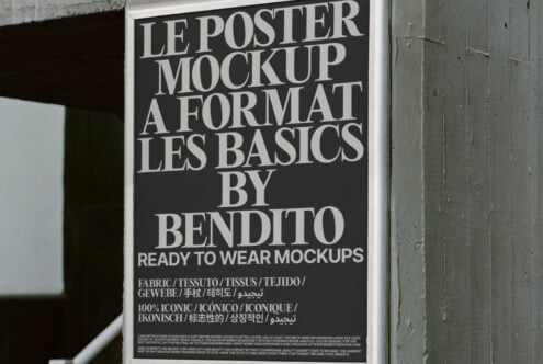 Vertical urban poster mockup in gray frame on a concrete wall featuring bold sans-serif text design. Perfect for showcasing poster designs and templates.
