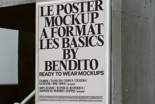Poster mockup displayed on a concrete wall, showcasing bold typography for design presentations. Ideal for graphic designers and marketers.